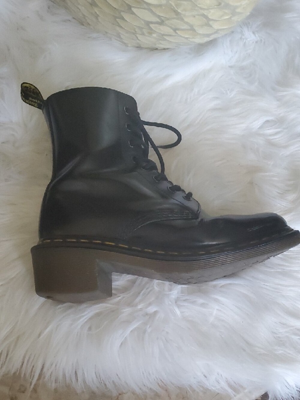 Dr. Martens Black Leather Lace-Up Combat Boots - Picture 7 of 16